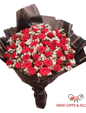 Red Roses & Astats Fresh Flower Bouquet