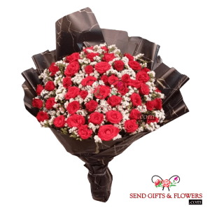 Red Roses & Astats Fresh Flower Bouquet - Send Gifts and Flowers to Pakistan