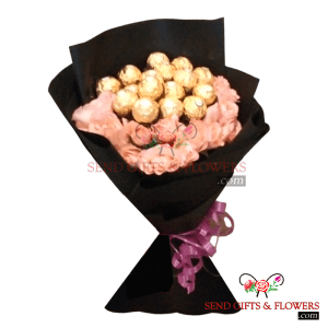 Dozen Pink Roses with Ferrero Rocher - Send Gifts and Flowers to Pakistan