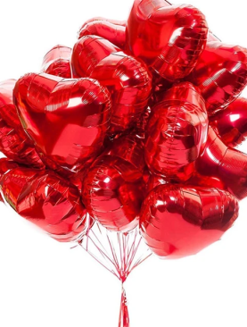 One Dozen Red Heart Inflated Foil Bunch
