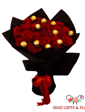 10 Ferrero Rocher and 20 Red Roses Bouquet