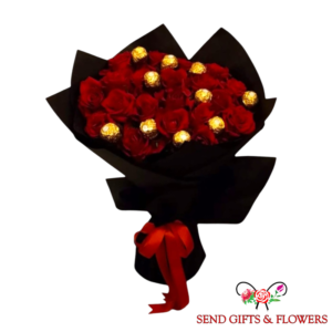 10 Ferrero Rocher and 20 Red Roses Bouquet