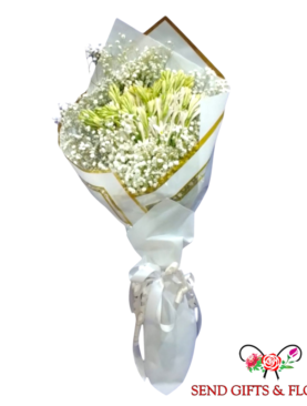 24 Tube Roses 2 Gypso Flowers Bouquet