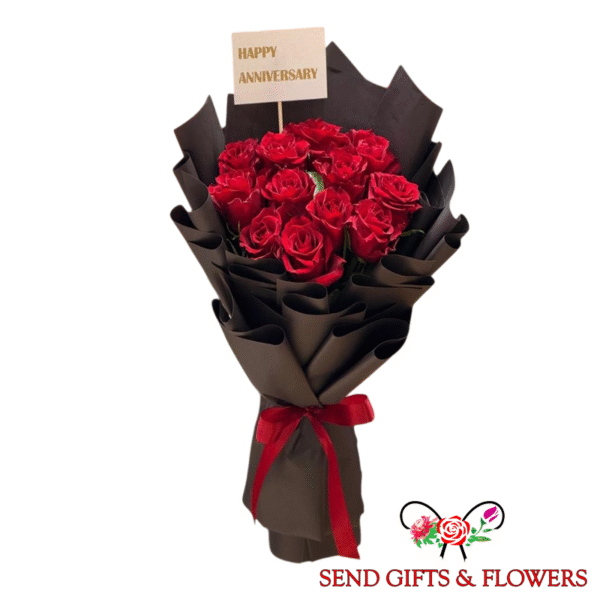 Red Anniversary Flowers Bouquet