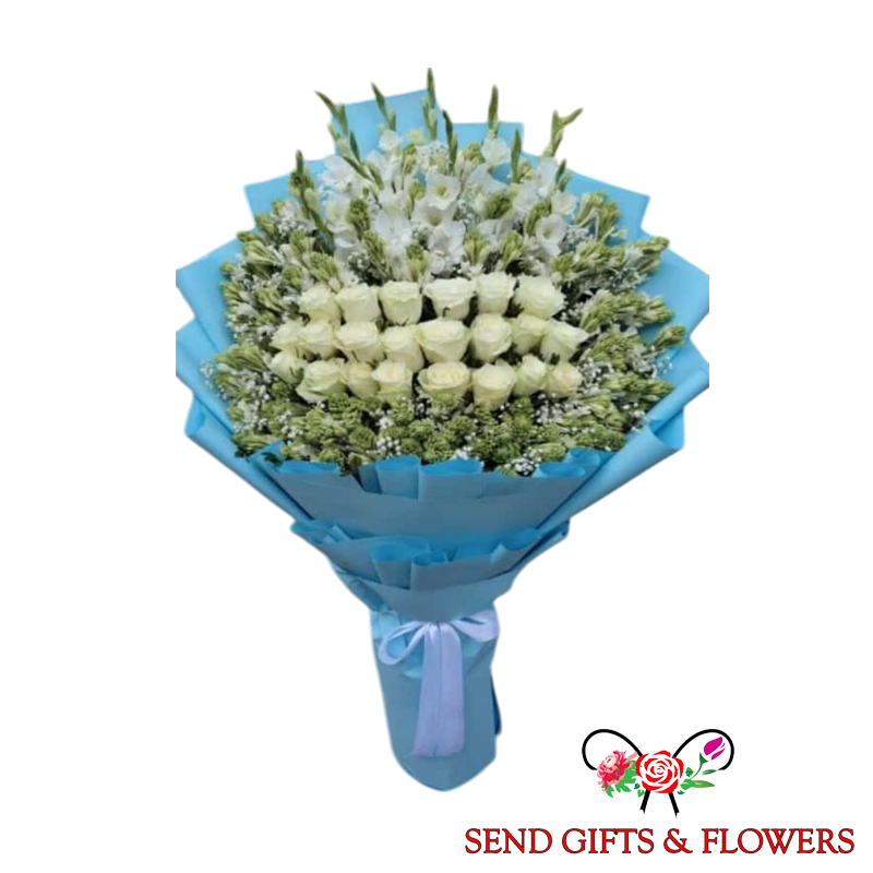 Sky Blue Flowers Bouquet